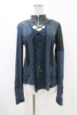 画像1: Ozz Croce / 異素材切替刺繍カットソー  ブルー H-25-07-28-1038-OO-TO-KB-ZH (1)