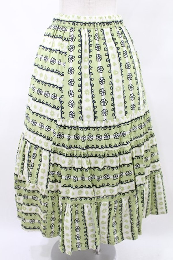 画像3: Jane Marple Dans Le Salon / Autumn gardenスウィッチングスカート M ピスタチオ×アイボリー H-25-07-28-019-JM-SK-KB-ZH (3)