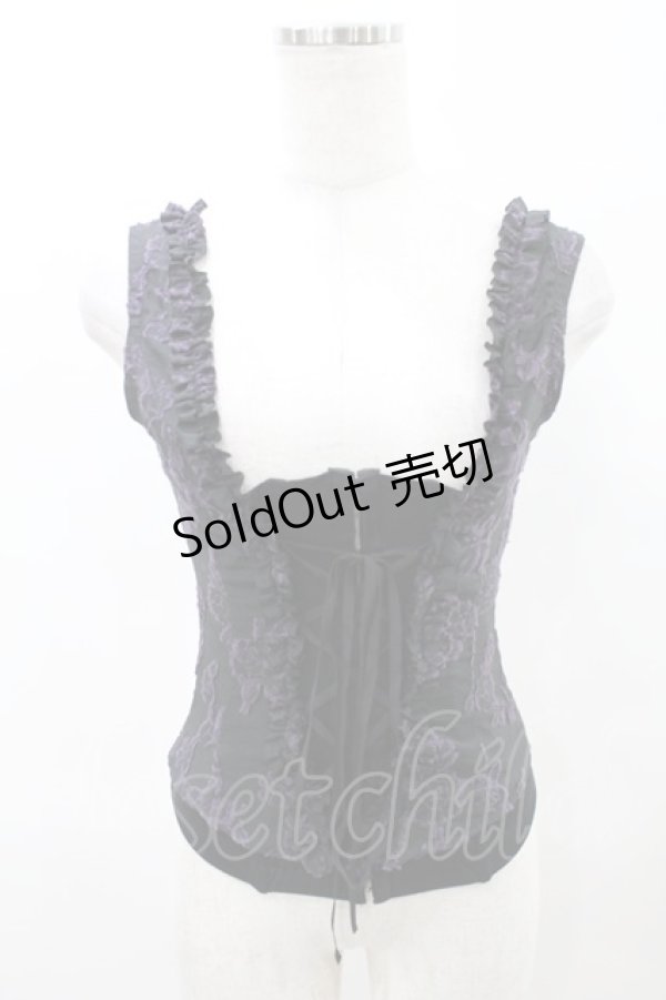 画像1: BPN / インナーコルセット付レースアップビスチェ  黒×紫 H-25-07-28-024-GO-TO-KB-ZH (1)