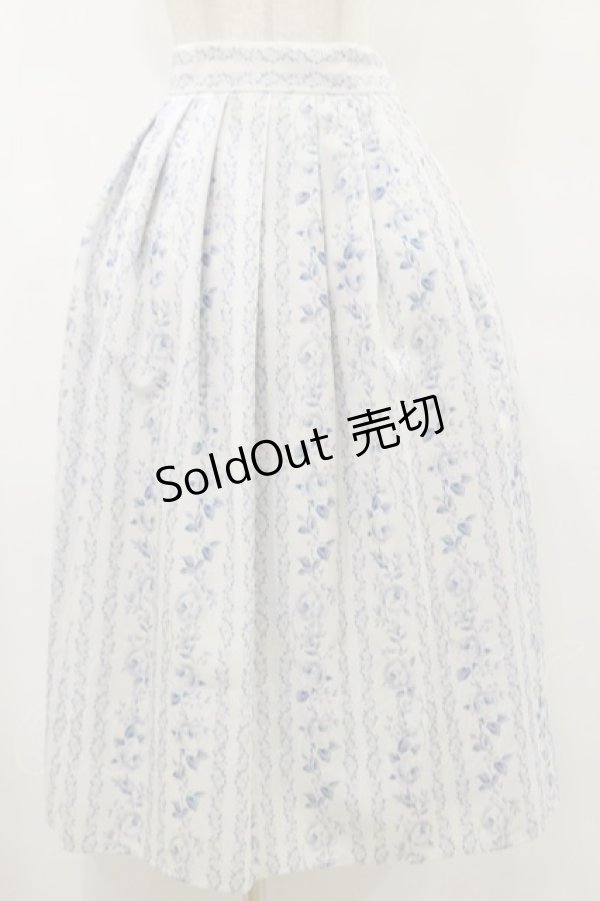 画像1: an another angelus / ストライプアンティークローズ柄スカート Free OFF×BL H-25-07-30-059-CA-SK-NS-ZH (1)