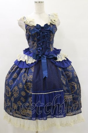 画像: ALICE and the PIRATES / Vintage label stamp柄ジャンパースカートI Free ネイビー H-25-07-30-071-PA-OP-NS-ZH