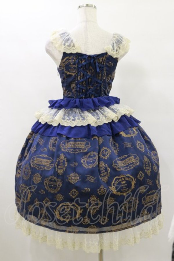 画像2: ALICE and the PIRATES / Vintage label stamp柄ジャンパースカートI Free ネイビー H-25-07-30-071-PA-OP-NS-ZH (2)