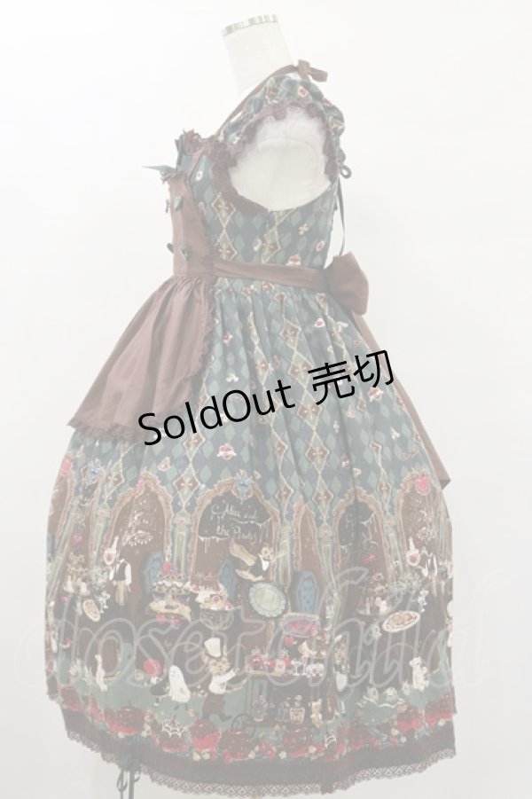 画像3: ALICE and the PIRATES / ミセス・ハロウィンアップルの奇妙な晩餐会柄ジャンパースカートII Free グリーン H-25-07-30-075-PA-OP-NS-ZH (3)