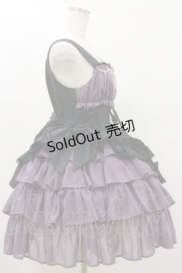 画像3: ALICE and the PIRATES / ギャザーシフォンジャンパースカート Free ブラック/アイリス H-25-07-30-078-PA-OP-NS-ZH (3)