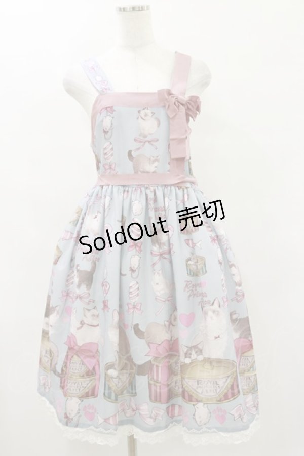 画像1: Royal Princess Alice / Wrapping Ribbon Cat・ねこ助コラボジャンパースカート Free ブルー H-25-07-30-083-LO-OP-NS-ZH (1)