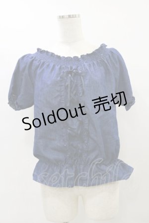 画像: axes femme / シャーリングブラウス M ブルー H-25-07-31-048-AX-BL-NS-ZH