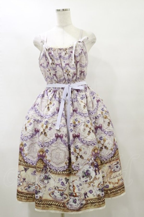 画像1: Enchantlic Enchantilly / すみれのお茶会ティアードジャンパースカート Free 生成り H-25-07-31-079-LO-OP-NS-ZH (1)