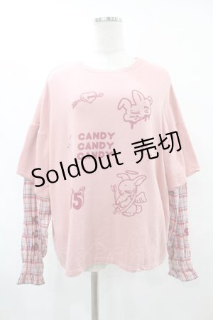 画像: Candy Stripper / WITH JOY LAYEREDトップス  ピンク H-25-07-31-1044-PU-TO-KB-ZH