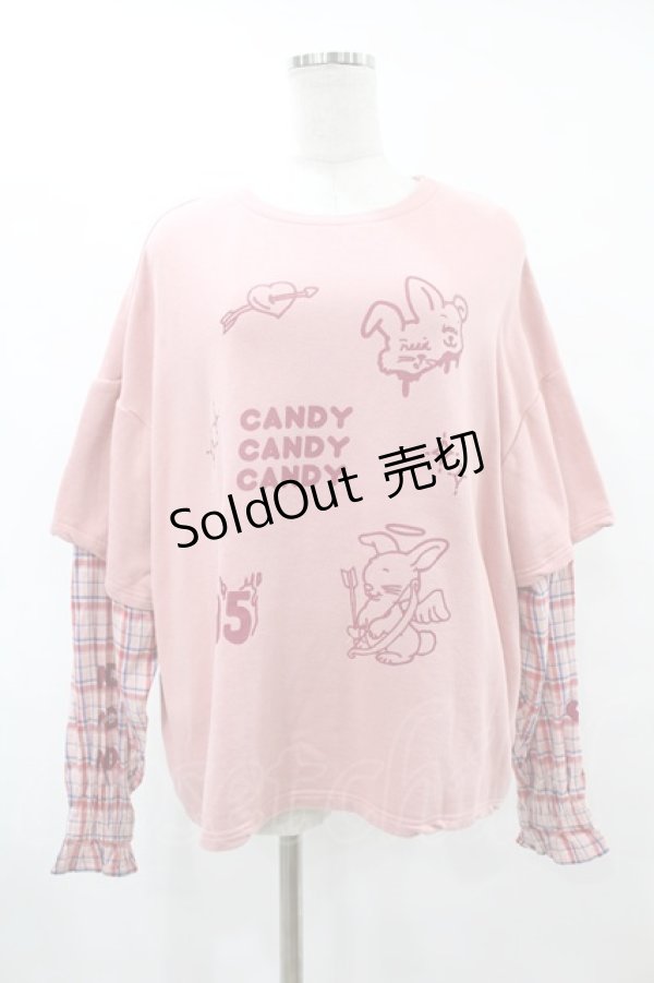 画像1: Candy Stripper / WITH JOY LAYEREDトップス  ピンク H-25-07-31-1044-PU-TO-KB-ZH (1)