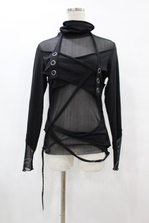 画像: PUNK RAVE / メッシュ切替ハイネックトップス M-L 黒 H-25-07-31-1052-PU-TO-KB-ZH