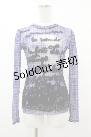 画像: Jean Paul GAULTIER / 英字チェックパワーネットカットソー 40 紺 H-25-07-31-1019-GO-TO-KB-ZH