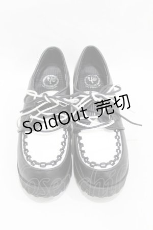 画像: YOSUKE / 厚底レースアップパンプス 25 黒×白 H-25-07-31-1002-PU-SH-KB-ZH