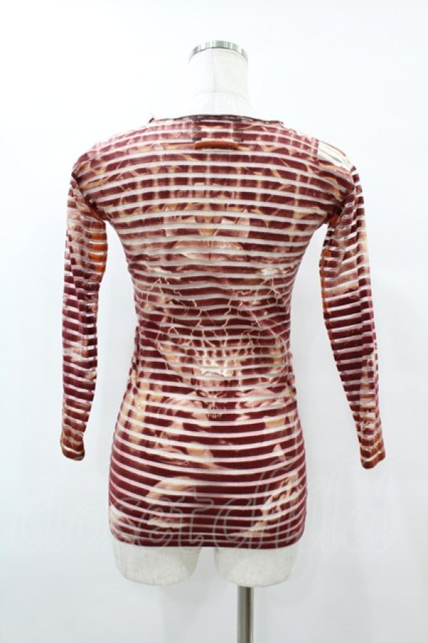 画像2: Jean Paul GAULTIER / ボーダー切替ガーゴイルパワーネットカットソー S 茶 H-25-07-31-1020-GO-TO-KB-ZH (2)