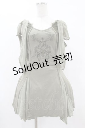 画像: Ozz Croce / シアー袖付きキャミソールワンピース  カーキ H-25-07-31-1033-OO-OP-KB-ZH