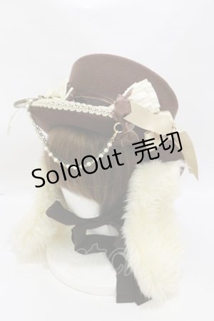 画像: ALICE and the PIRATES / 時計うさぎのロップイヤーシルクハット  ブラウン H-25-07-31-029-PA-AC-NS-ZH