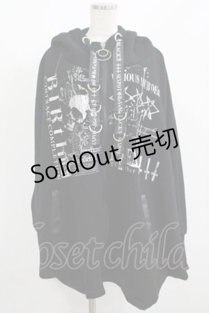 画像: SEX POT ReVeNGe / ポンチョZIPパーカー  黒 H-25-08-01-037-SP-TO-KB-ZH