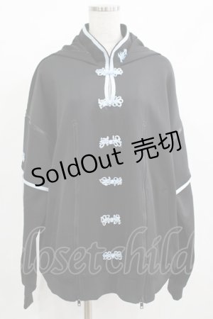 画像: NieR Clothing / 5WAY SIDE LINE CHINA DESIGN PULLOVER F 黒×サックス H-25-08-01-038-PU-TO-KB-ZH