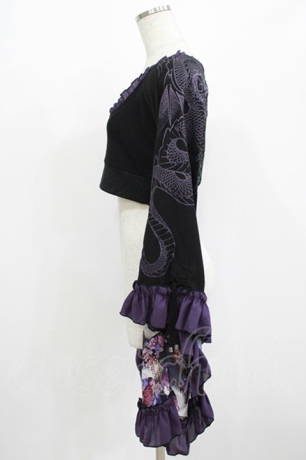 画像2: Qutie Frash / メッシュ着物袖トップス  黒×紫 H-25-08-01-049-QU-TO-KB-ZH (2)
