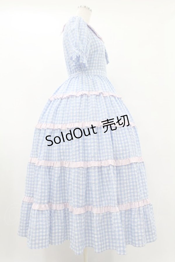 画像3: Lolime by mellfy memory / Bubble Gum ギンガムチェックワンピース M BLUE H-25-08-01-1043-0-OP-NS-ZH (3)