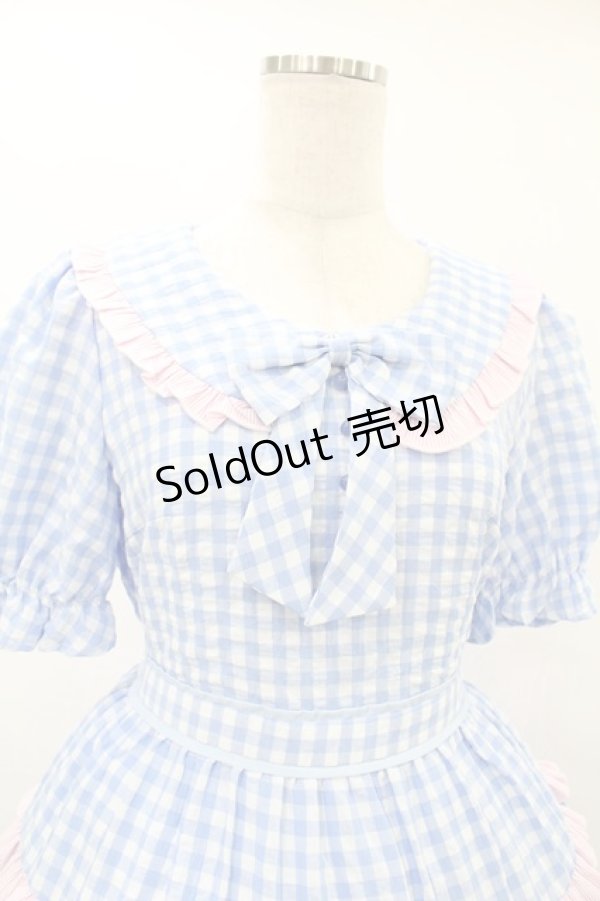 画像4: Lolime by mellfy memory / Bubble Gum ギンガムチェックワンピース M BLUE H-25-08-01-1043-0-OP-NS-ZH (4)