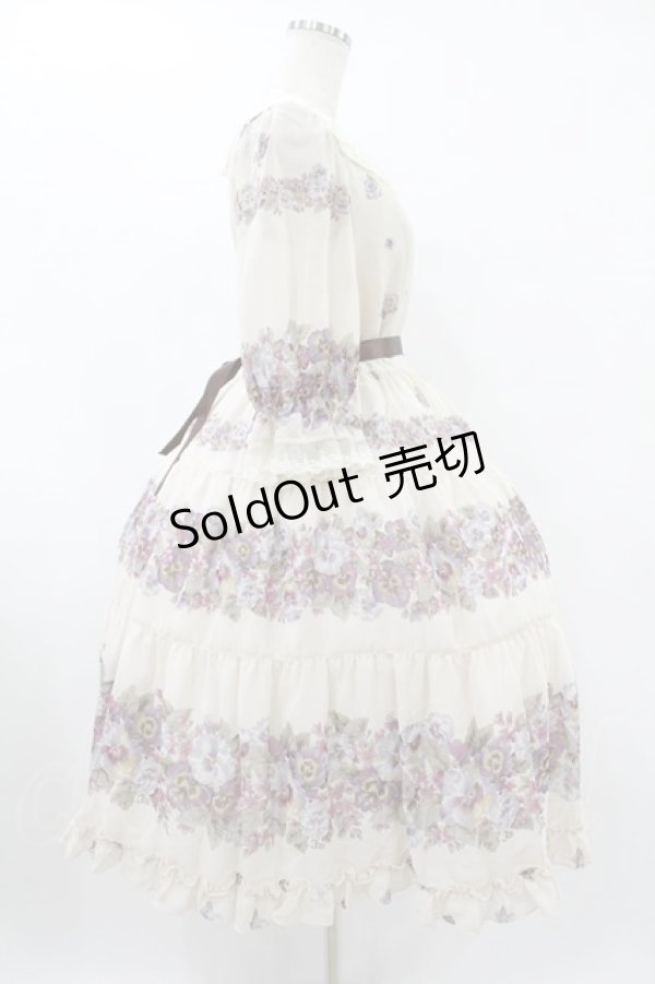 画像3: Innocent World / アンティークパンジーシフォンドレス M 生成り H-25-08-01-1044-IW-OP-NS-ZH (3)