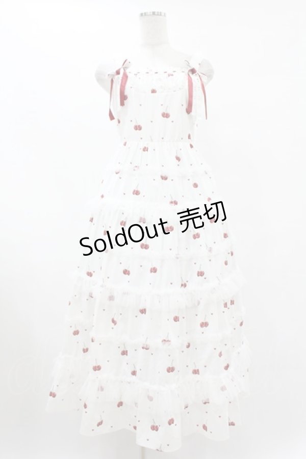 画像1: mellfy memory / Sweet cherry long ワンピース M WHITE H-25-08-01-1049-0-OP-NS-ZH (1)