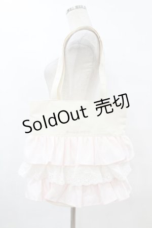 画像: Maison de FLEUR / フロントフリルトートバッグ  オフ/ピンク H-25-08-01-1028-LO-BG-NS-ZH
