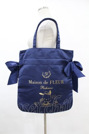 画像: Maison de FLEUR / ぽちゃっこ/リボントートバッグ  ネイビー H-25-08-01-1029-LO-BG-NS-ZH