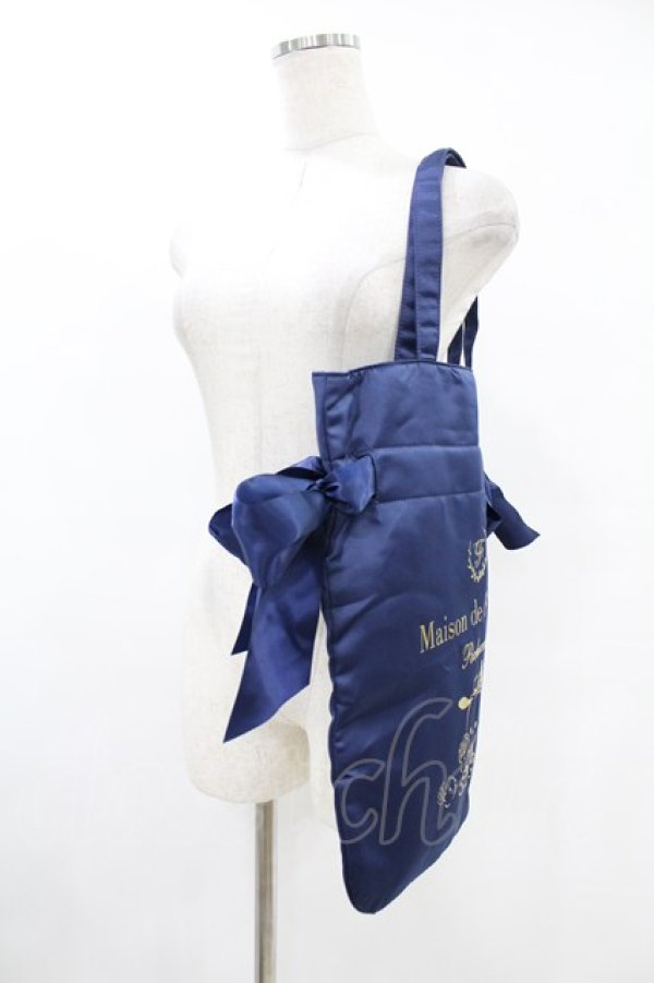 画像2: Maison de FLEUR / ぽちゃっこ/リボントートバッグ  ネイビー H-25-08-01-1029-LO-BG-NS-ZH (2)