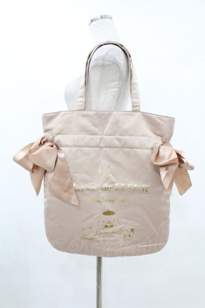 画像: Maison de FLEUR / ポムポムプリン/リボントートバッグ  ベージュ H-25-08-01-1030-LO-BG-NS-ZH