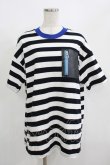 画像1: HELL CAT PUNKS / ボーダーTシャツ  ブラック×ホワイト×ブルー H-25-08-01-066-PU-TO-KB-ZT492 (1)