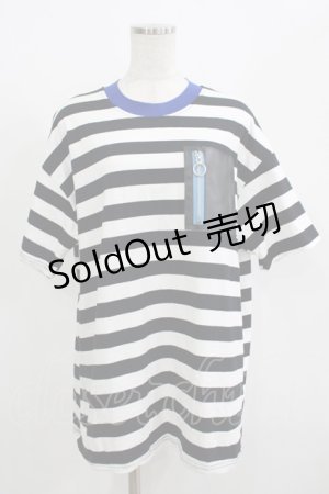 画像: HELL CAT PUNKS / ボーダーTシャツ  ブラック×ホワイト×ブルー H-25-08-01-066-PU-TO-KB-ZT492