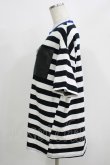 画像2: HELL CAT PUNKS / ボーダーTシャツ  ブラック×ホワイト×ブルー H-25-08-01-066-PU-TO-KB-ZT492 (2)