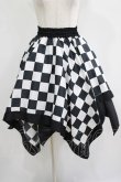 画像1: ATELIER PIERROT / ダイヤイレギュラースカート  黒×白 H-25-08-01-010-EL-SK-KB-ZH (1)