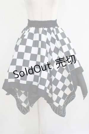 画像: ATELIER PIERROT / ダイヤイレギュラースカート  黒×白 H-25-08-01-010-EL-SK-KB-ZH