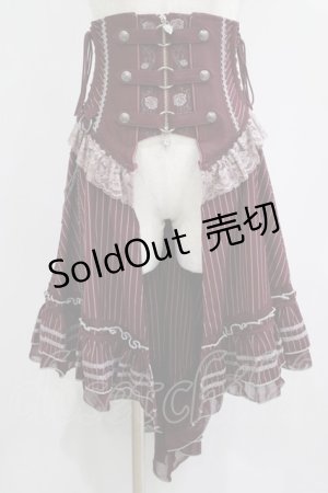 画像: OZZ ANGELO / 薔薇刺繍オーバーコルセット  ボルドーストライプ H-25-08-01-015-OO-SK-KB-ZH