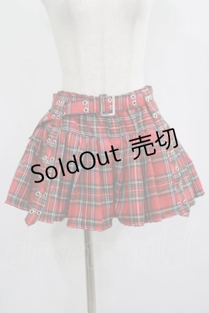 画像: ACDC RAG / プリーツパンツスカート  レッドタータン H-25-08-01-018-PU-SK-KB-ZH
