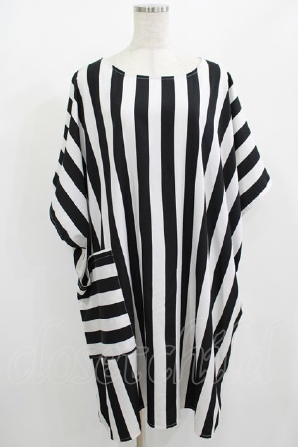 画像1: HELL CAT PUNKS / ストライプビッグTワンピ  ブラック H-25-08-01-025-PU-OP-KB-ZT493 (1)