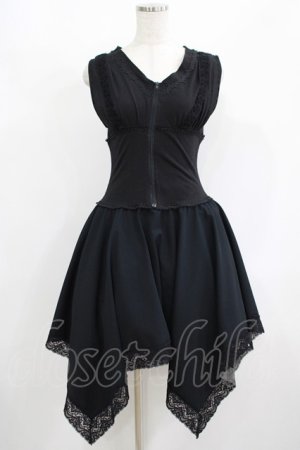 画像: MR corset / コルセット風切替ノースリーブワンピース  黒 H-25-08-02-034-PU-OP-KB-ZH