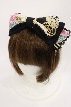 画像: metamorphose / 花鳥風月〜乙女のはなごろも〜リボンカチューシャ  黒紅 H-25-08-02-1042-ME-AC-NS-ZH