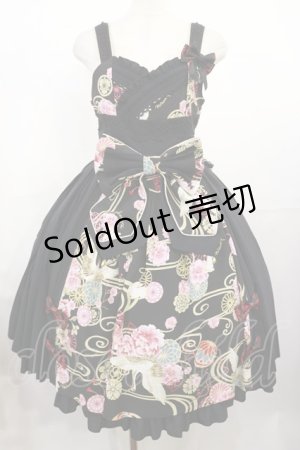 画像: metamorphose / 花鳥風月〜乙女のはなごろも〜 プリーツジャンパースカート(草柄リボン) Free 黒紅 H-25-08-02-1005-ME-OP-NS-ZH