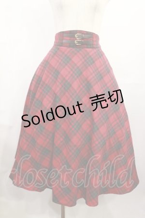画像: an another angelus / ダブルベルトビッグチェックフレアースカート Free RED H-25-08-02-1014-CA-SK-NS-ZH