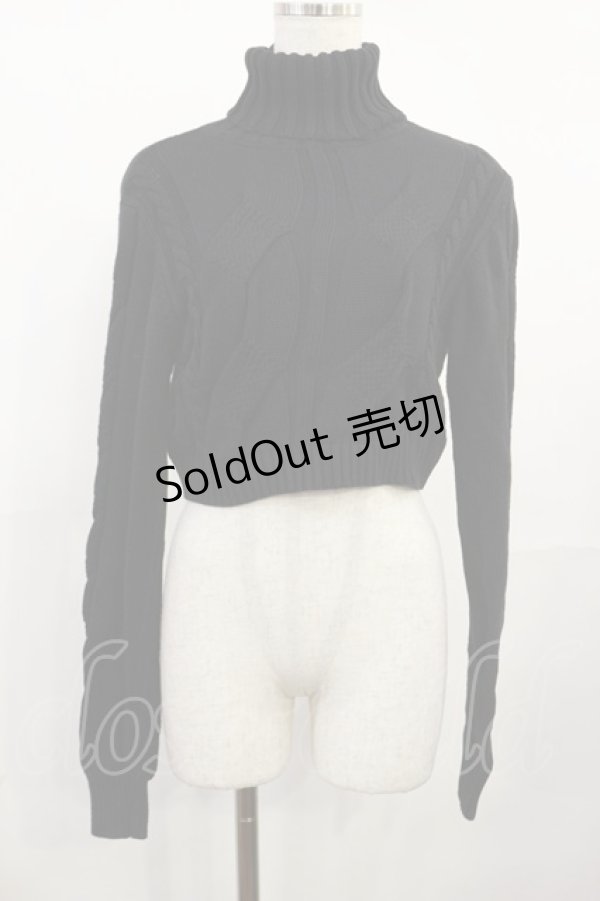 画像1: Jamie エーエヌケー / バタフライネックレス付きケーブルニット M ブラック H-25-08-02-1030-LO-TO-NS-ZH (1)
