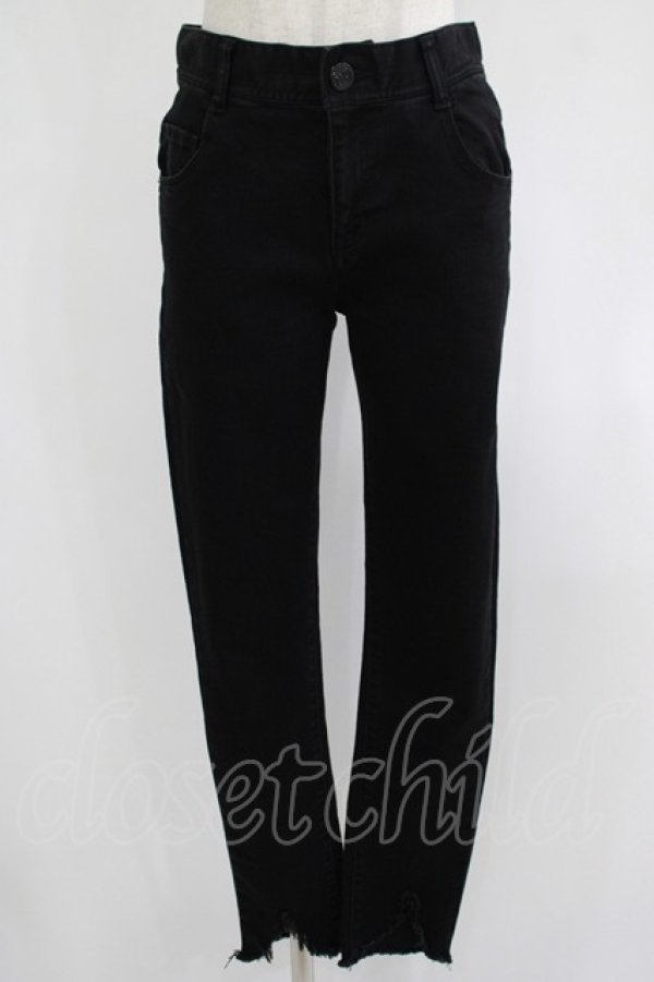 画像1: Candy Stripper / TATTERED HEM SKINNY DENIM S ブラック H-25-08-02-053-PU-PA-KB-ZH (1)