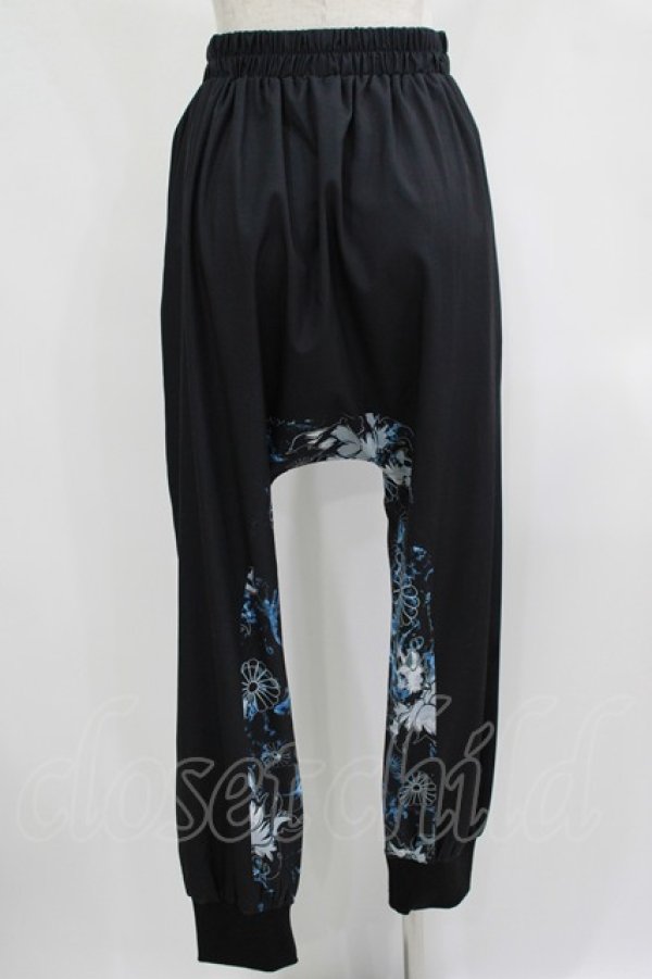 画像3: NieR Clothing / ブロッキングサルエルパンツ  黒×和柄九尾水色 H-25-08-02-054-PU-PA-KB-ZH (3)