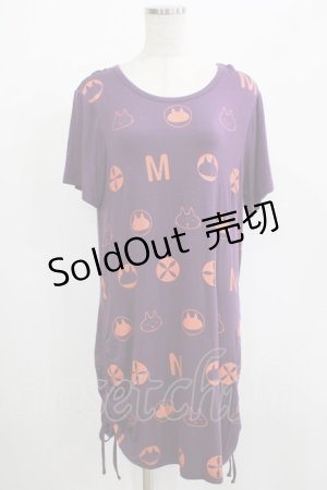 画像: MINT NeKO / サイドギャザーロングカットソー  パープル H-25-08-02-066-HN-TO-KB-ZH