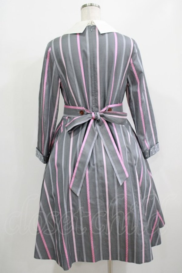 画像3: Jane Marple / Ribbon stripe jacquardのパブリックドレス  グレー H-25-08-02-006-JM-OP-KB-ZH (3)