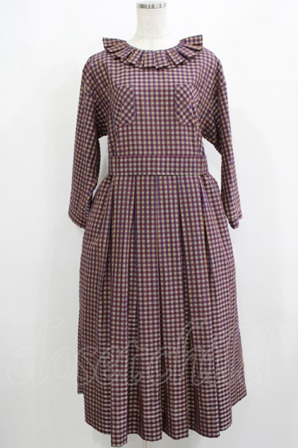 画像1: Jane Marple / アンデュラントチェックコレットドレス  マゼンタ H-25-08-02-008-JM-OP-KB-ZH (1)