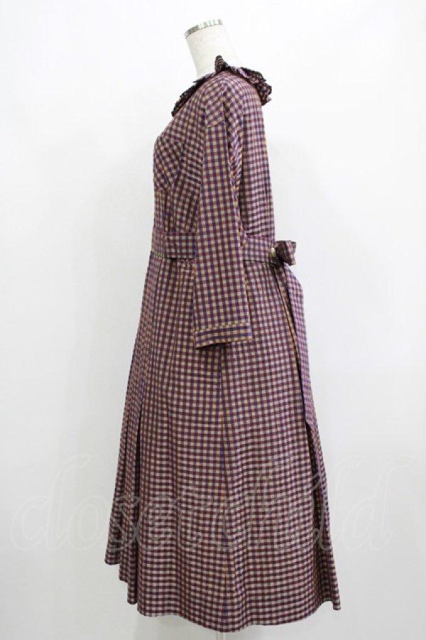 画像2: Jane Marple / アンデュラントチェックコレットドレス  マゼンタ H-25-08-02-008-JM-OP-KB-ZH (2)