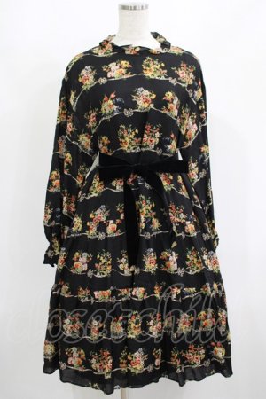 画像: Jane Marple / Jubilee flowersミニドレス  ブラック H-25-08-02-017-JM-OP-KB-ZH